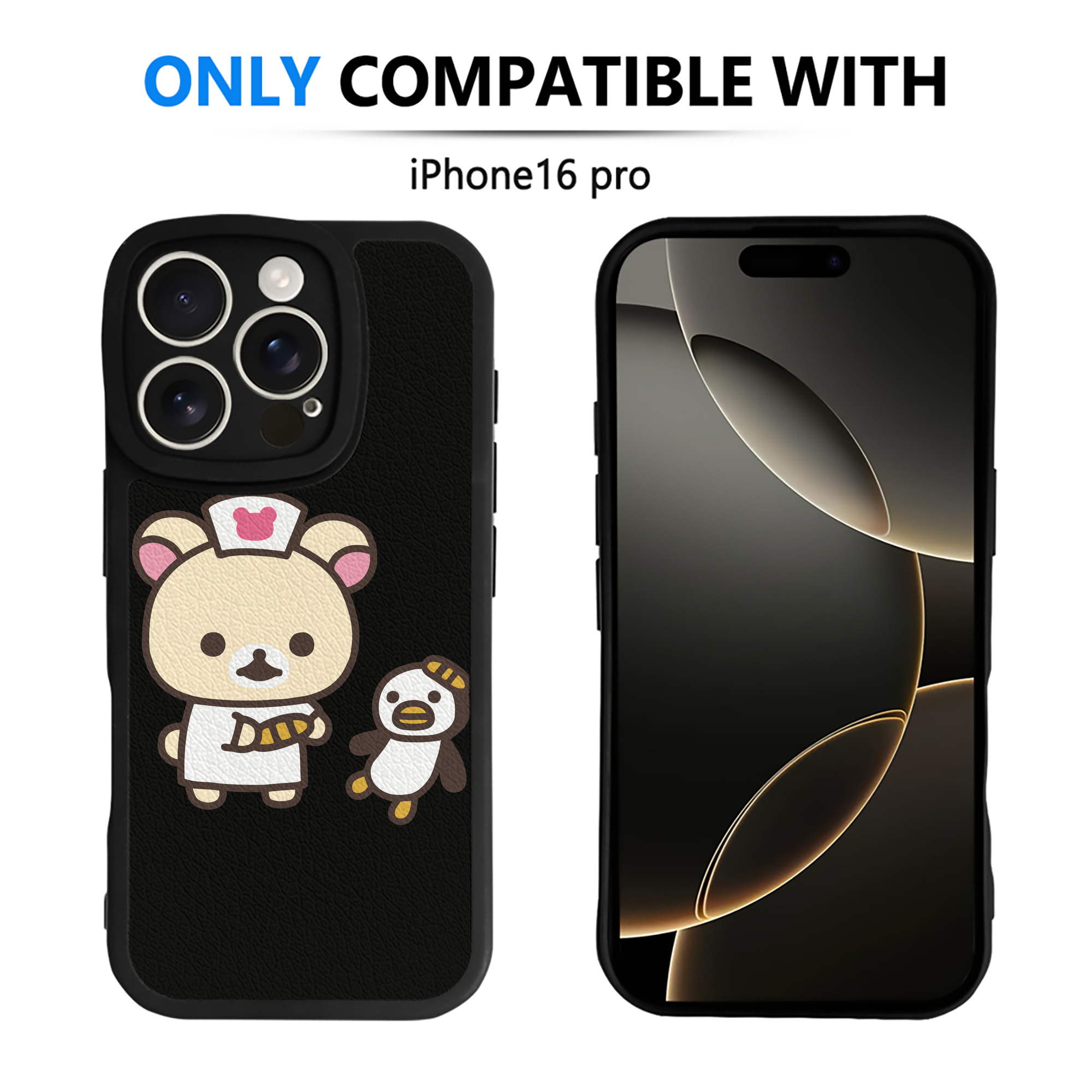 （画像用） リラックマ リラックマ キイロイトリ Rilakkuma Korilakkuma Kiiroitori 【iPhone 16シリーズ対応】シリコンスマホケース（レザー調） 材質：シリコン